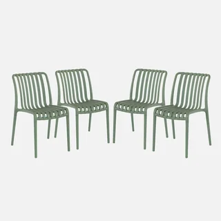 Lot de 4 chaises de jardin empilables vertes en plastique design