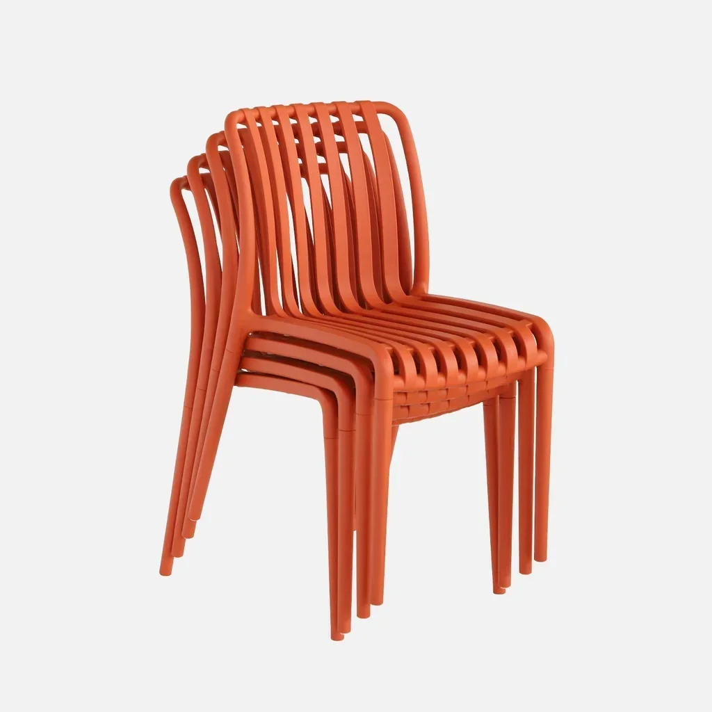 Lot de 4 chaises de jardin empilables vertes en plastique moderne