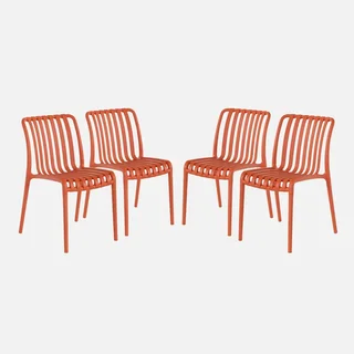 Lot de 4 chaises de jardin empilables vertes en plastique moderne
