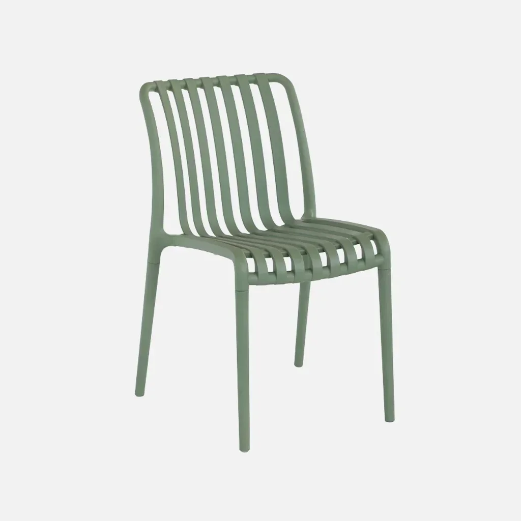 Lot de 4 chaises de jardin empilables vertes en plastique design