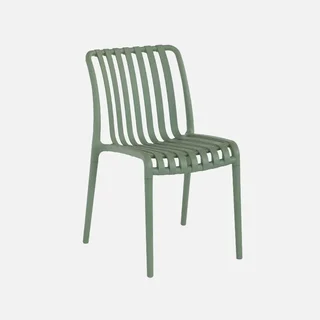 Lot de 4 chaises de jardin empilables vertes en plastique design
