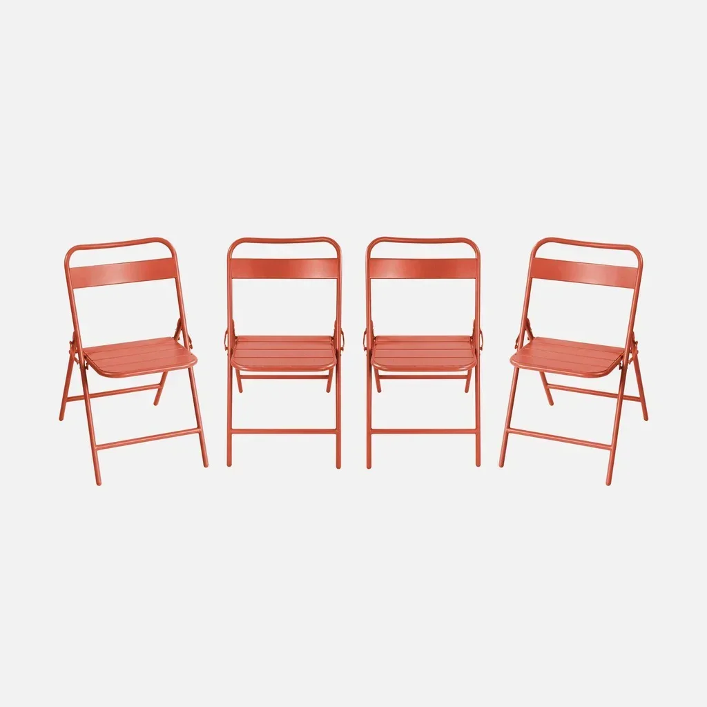Sedie pieghevoli da giardino in acciaio Amélia kaki - Set di 4