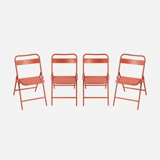 Sedie pieghevoli da giardino in acciaio Amélia kaki - Set di 4