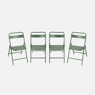Set di 4 sedie pieghevoli da giardino acciaio Amélia kaki esterno