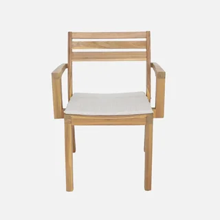 Lot 4 fauteuils extérieur acacia massif empilables beige