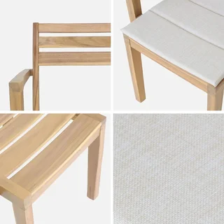 Lot 4 fauteuils extérieur acacia massif empilables beige