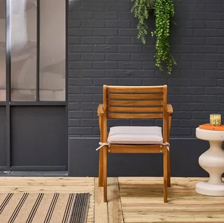 4 Gartensessel aus Massivakazie mit 7cm Kissen Terrasse Balkon