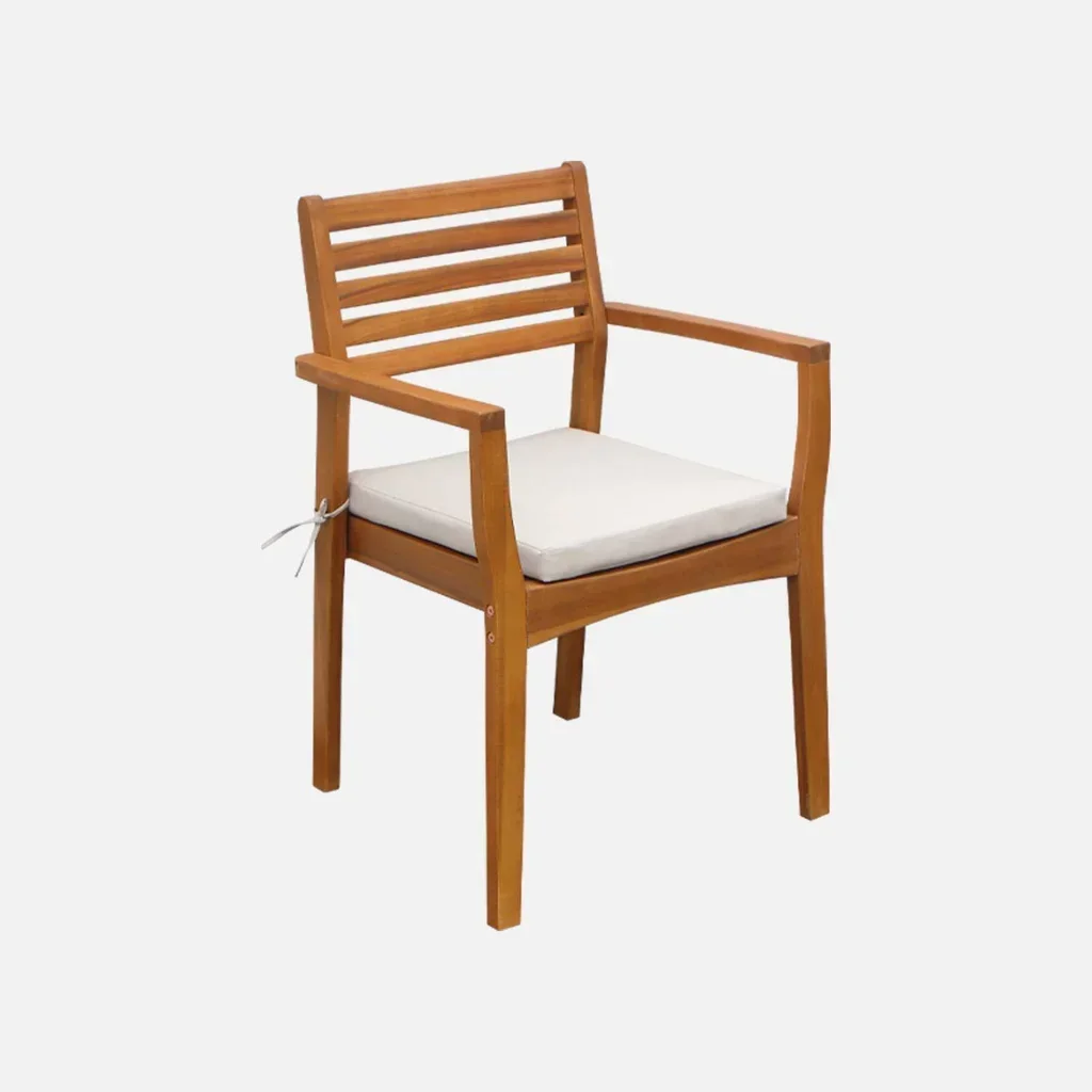 4 Gartensessel aus Massivakazie mit 7cm Kissen Terrasse Balkon