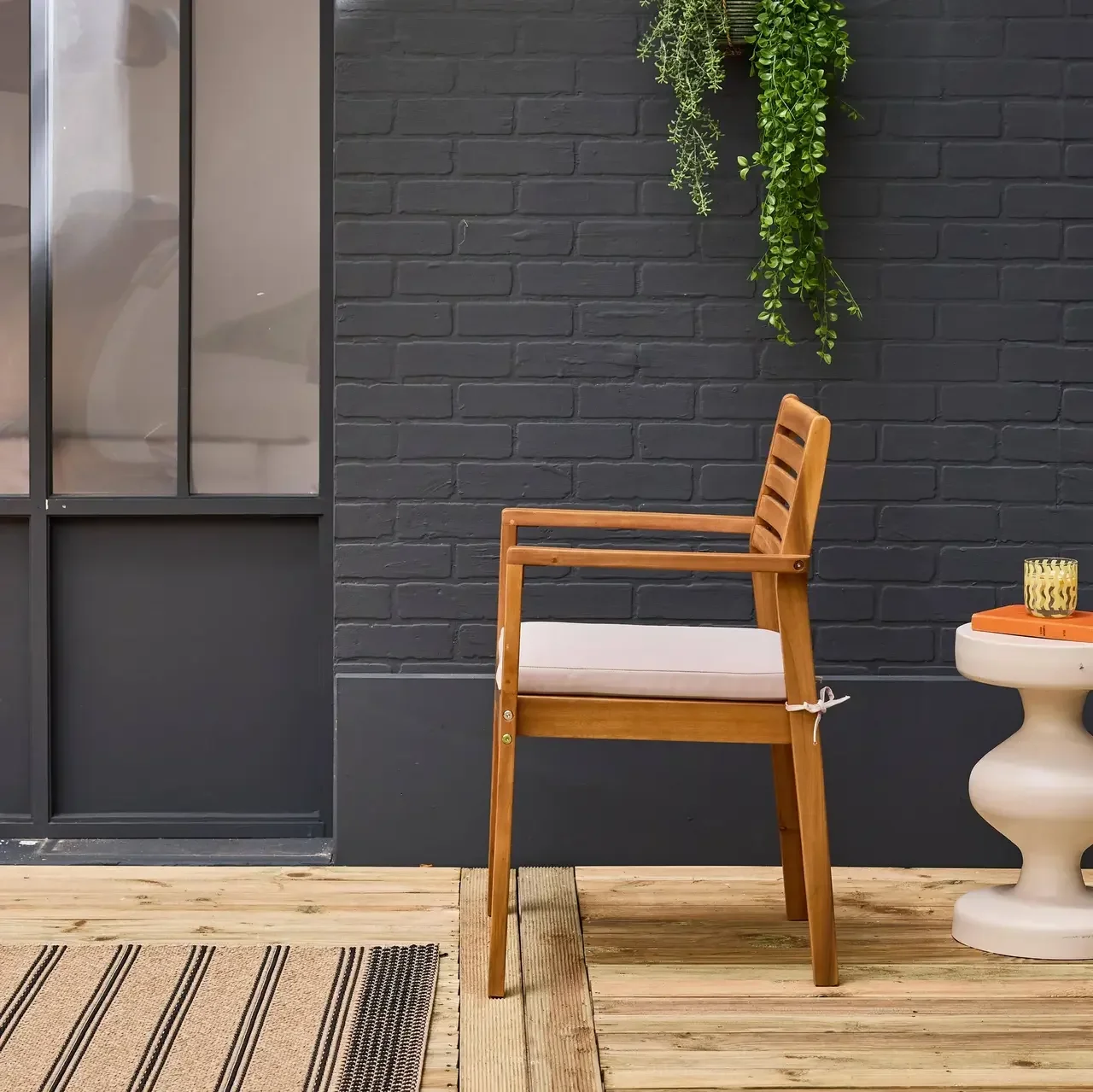 4 Gartensessel aus Massivakazie mit 7cm Kissen Terrasse Balkon
