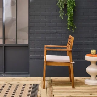 4 Gartensessel aus Massivakazie mit 7cm Kissen Terrasse Balkon