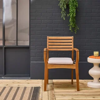 4 Gartensessel aus Massivakazie mit 7cm Kissen Terrasse Balkon