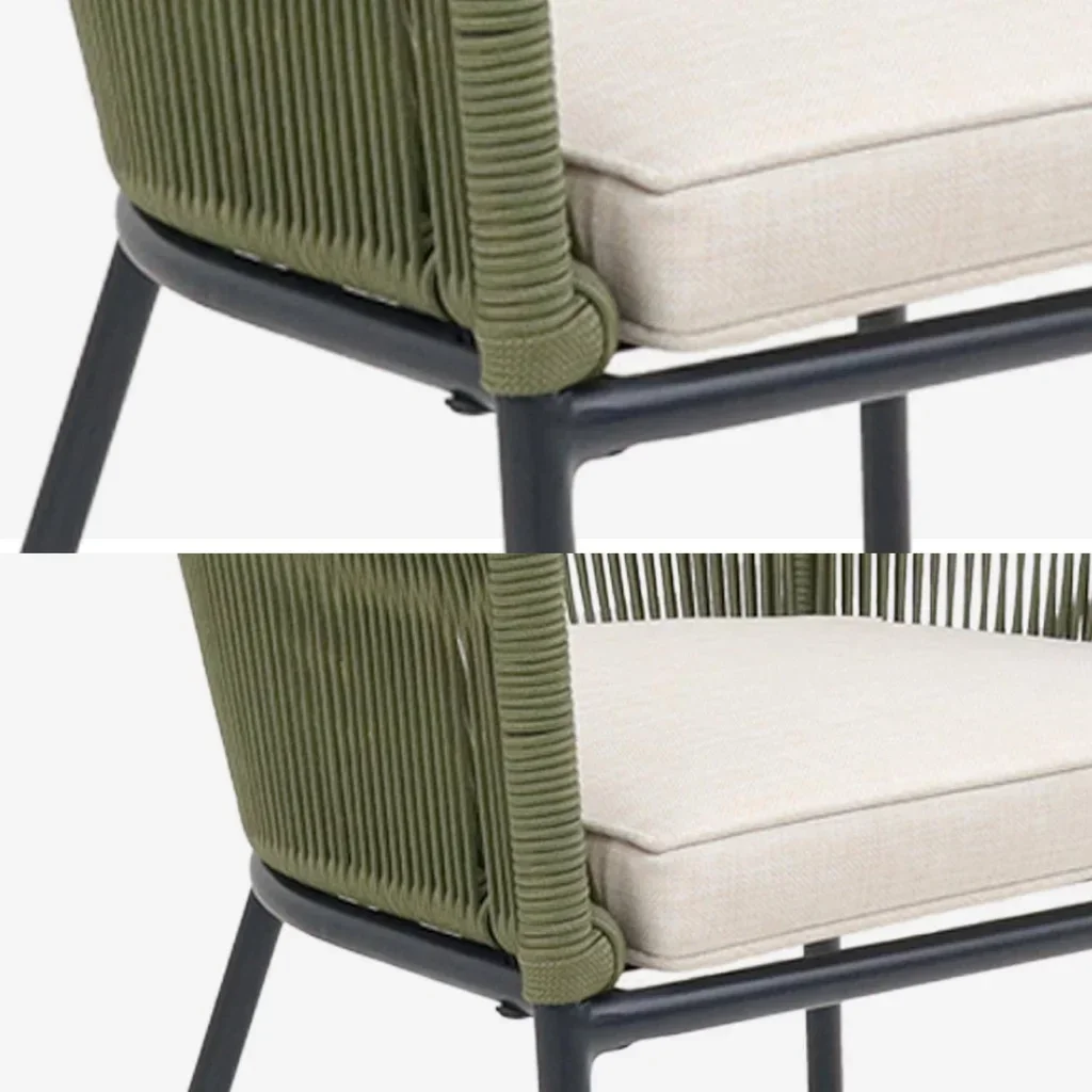 Lot 4 fauteuils jardin acier galvanisé cordes design moderne extérieur