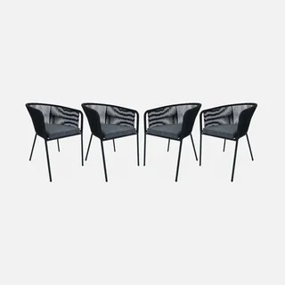 Lot de 4 fauteuils de jardin acier galvanisé et cordes Santos