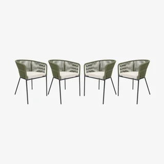 Lot 4 fauteuils jardin acier galvanisé cordes design moderne extérieur