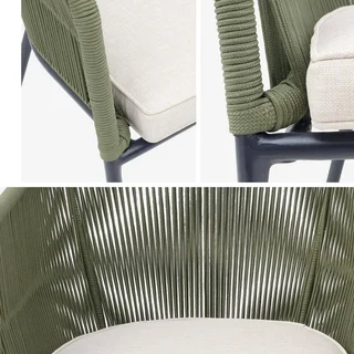 Lot 4 fauteuils jardin acier galvanisé cordes design moderne extérieur