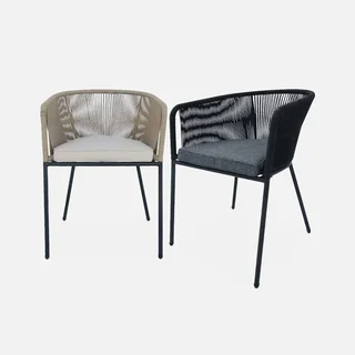 Lot de 4 fauteuils de jardin acier galvanisé et cordes Santos