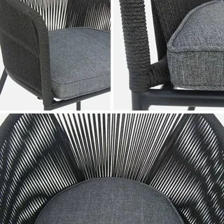 Lot de 4 fauteuils de jardin acier galvanisé et cordes Santos