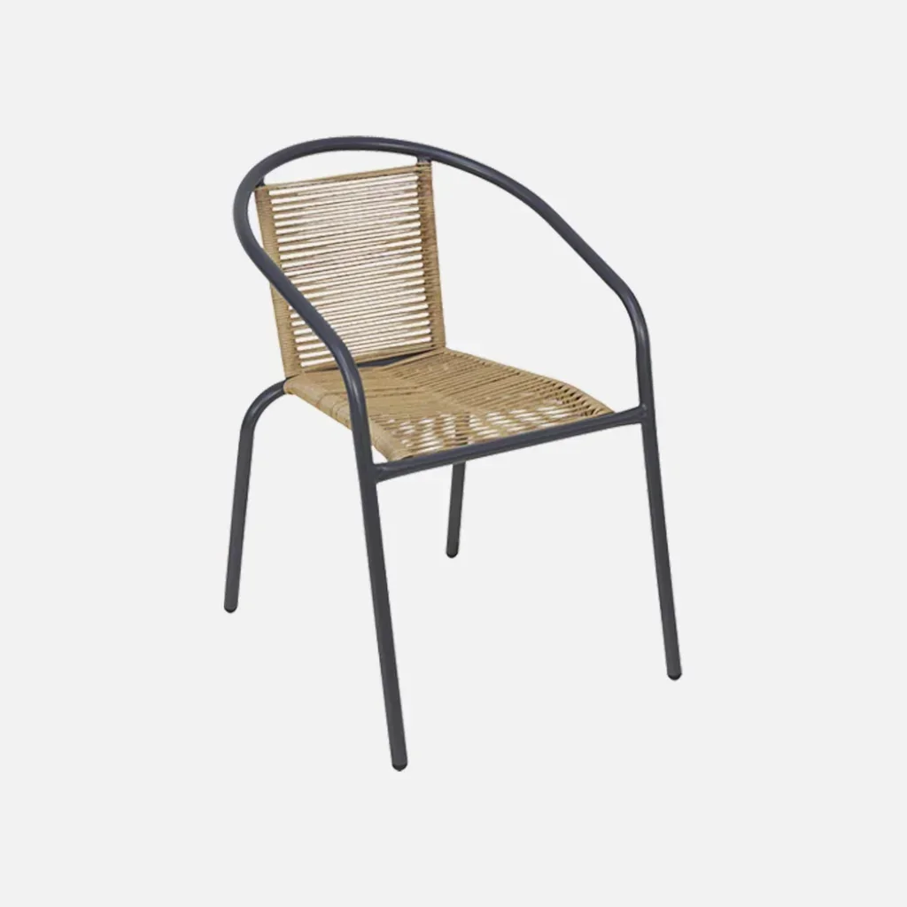 4er Set Gartenstühle Stahl Kunstharz Geflecht zeitgenössisches Design
