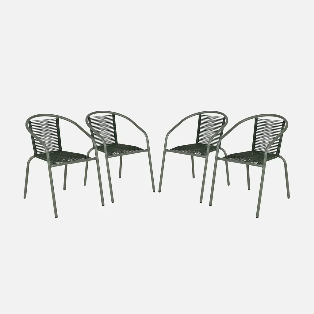 4er Set Gartensessel aus Stahl und Kunstharzgeflecht - Modernes Design für Innen und Außen