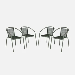 4er Set Gartensessel aus Stahl und Kunstharzgeflecht - Modernes Design für Innen und Außen