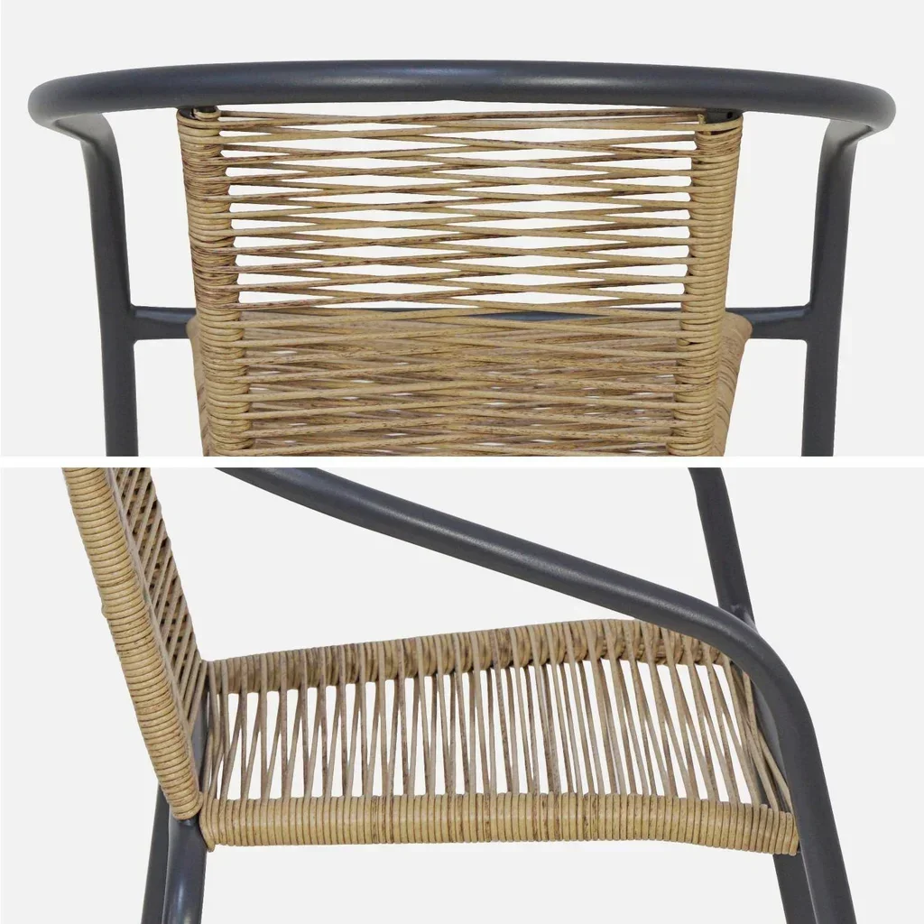 4er Set Gartenstühle Stahl Kunstharz Geflecht zeitgenössisches Design