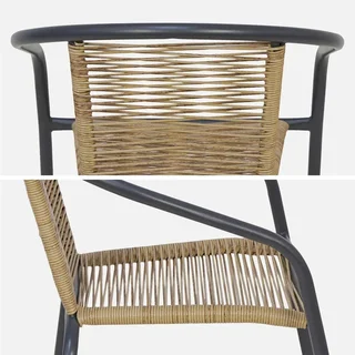 4er Set Gartenstühle Stahl Kunstharz Geflecht zeitgenössisches Design