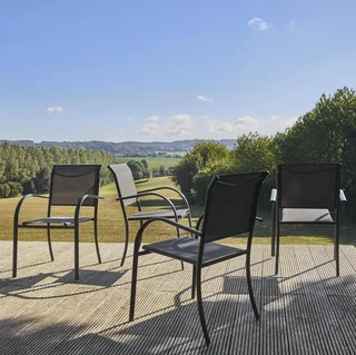 4 fauteuils jardin aluminium design moderne confort accoudoirs arrondis