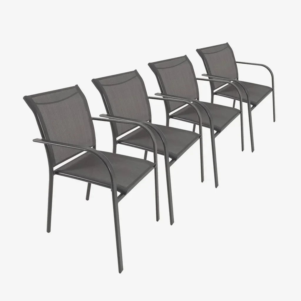 4 fauteuils jardin aluminium design moderne confort accoudoirs arrondis