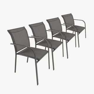 4 fauteuils jardin aluminium design moderne confort accoudoirs arrondis