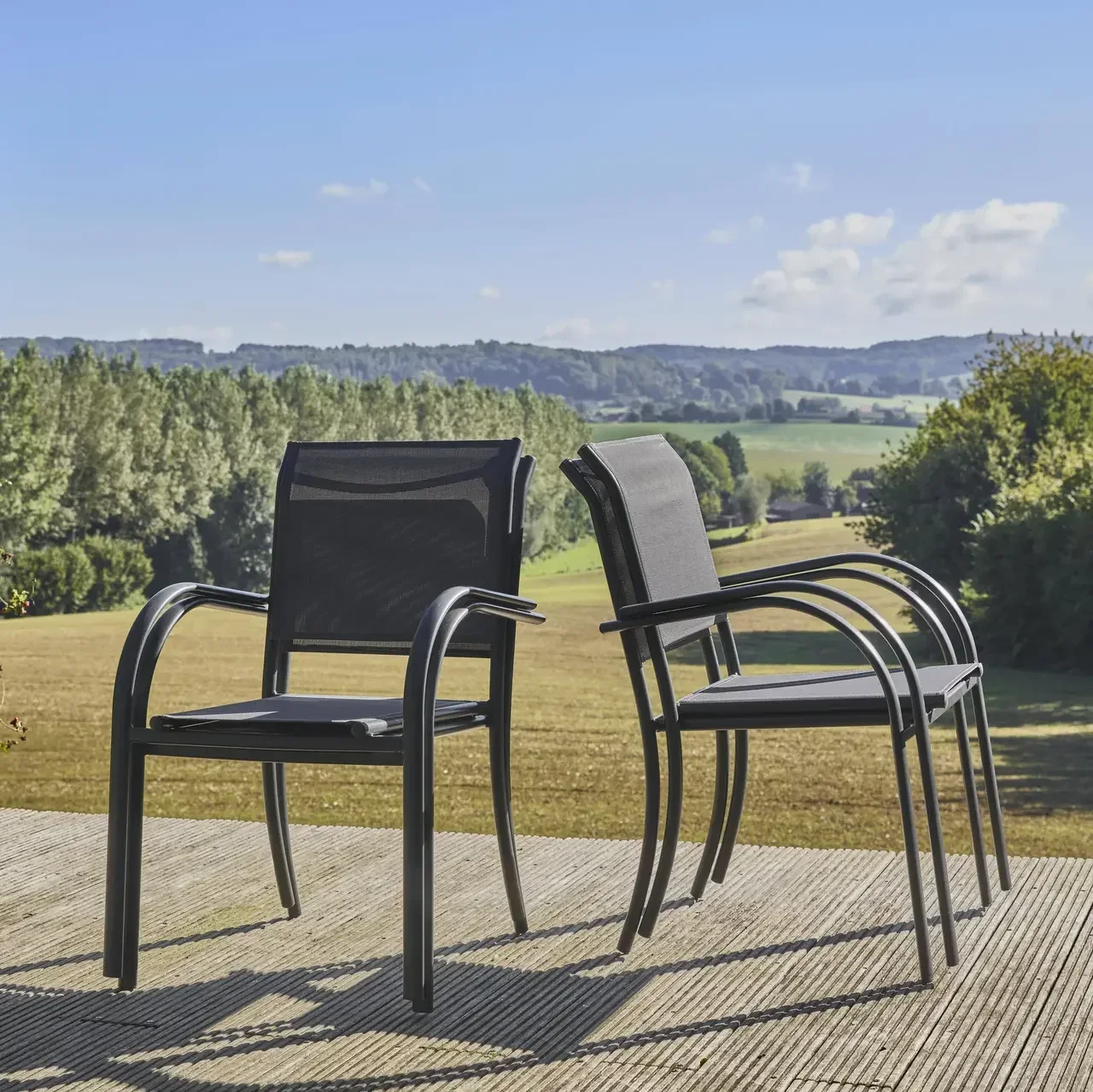 4 fauteuils jardin aluminium design moderne confort accoudoirs arrondis