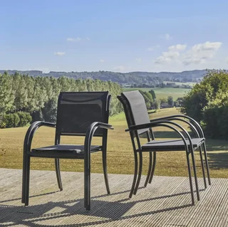 4 fauteuils jardin aluminium design moderne confort accoudoirs arrondis