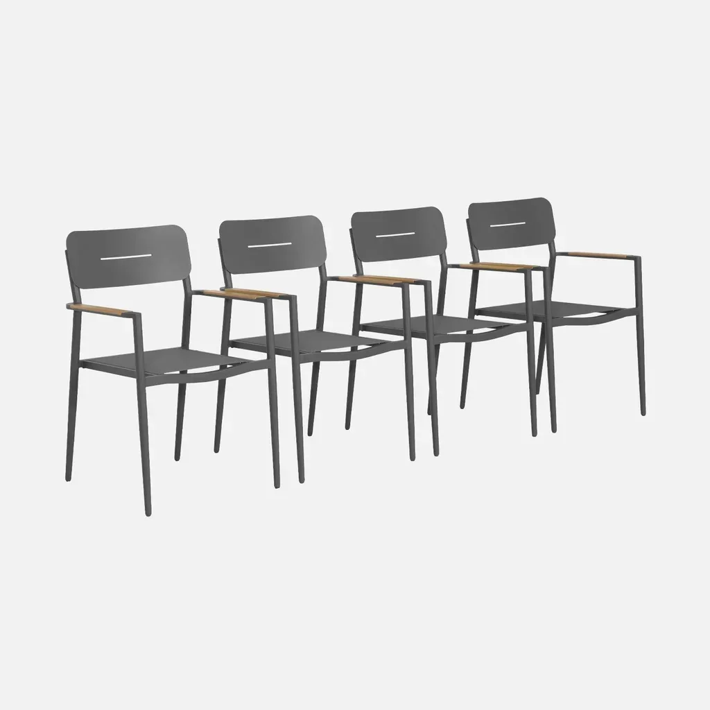 Lot 4 fauteuils jardin aluminium textilène Fira terrasse extérieur
