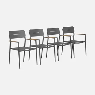 4er Set Gartensessel Aluminium Textilene Fira Terrasse Außenbereich