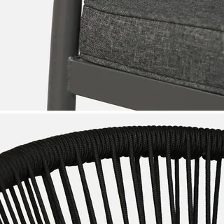 4er Set stapelbare Gartenstühle Stahl Seil Liora Außenkomfort