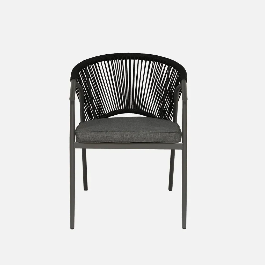 4er Set stapelbare Gartenstühle Stahl Seil Liora Außenkomfort