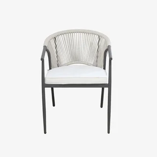 4er Set stapelbare Gartenstühle Stahl Seil Liora Außenkomfort