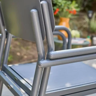 4er Set stapelbare Aluminium Gartensessel Savannah