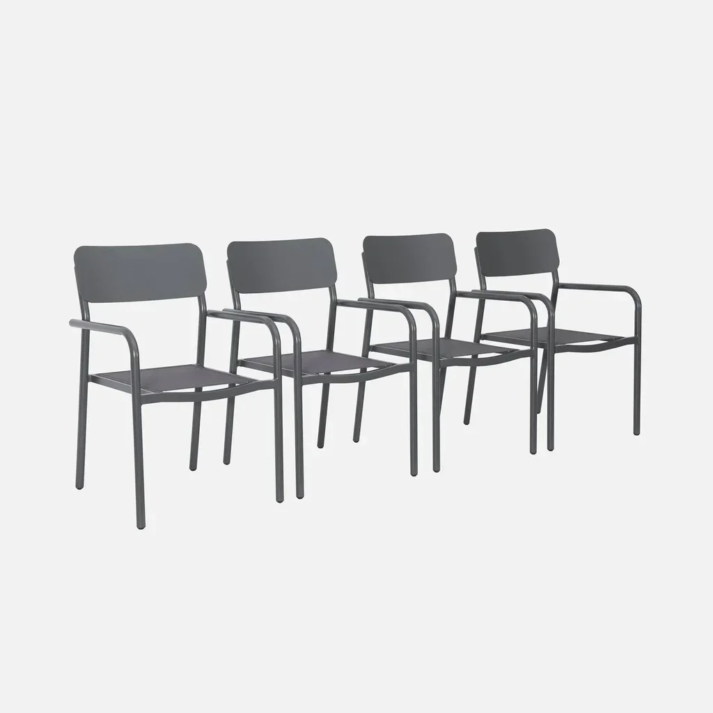 4er Set stapelbare Aluminium Gartensessel Savannah