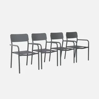 4er Set stapelbare Aluminium Gartensessel Savannah