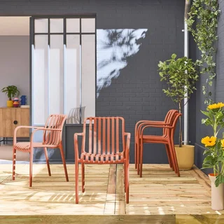 Lot de 4 fauteuils de jardin empilables verts design contemporain