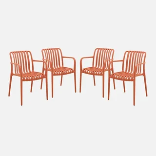 Lot de 4 fauteuils de jardin empilables verts design contemporain