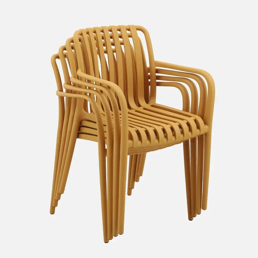 Lot de 4 fauteuils de jardin en plastique empilables design vert