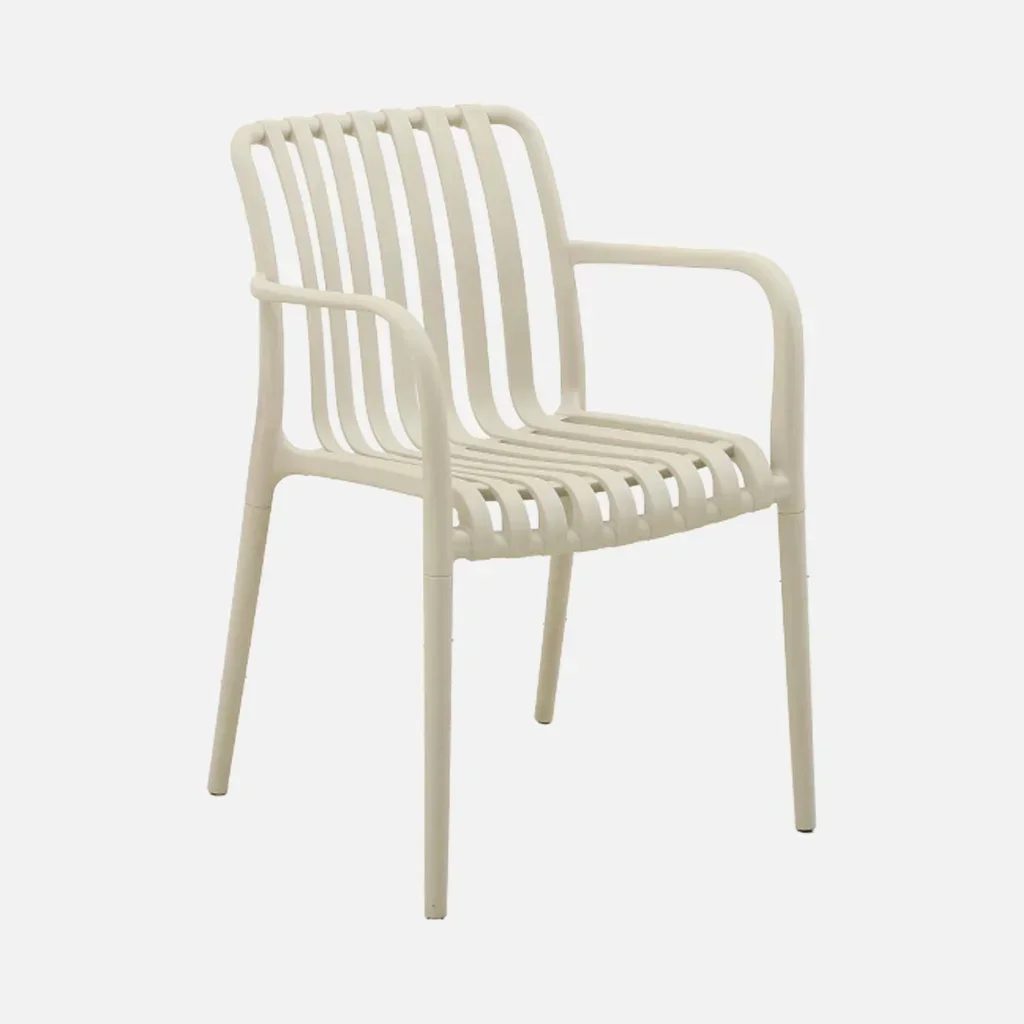 Lot de 4 fauteuils de jardin empilables en polypropylène vert design contemporain