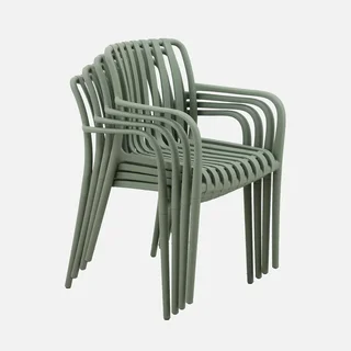 4 fauteuils jardin plastique verts design empilables sans montage