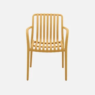 Lot de 4 fauteuils de jardin en plastique empilables design vert