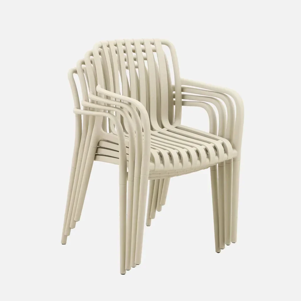 Lot de 4 fauteuils de jardin empilables en polypropylène vert design contemporain