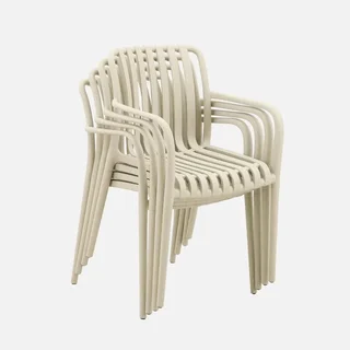 Lot de 4 fauteuils de jardin empilables en polypropylène vert design contemporain