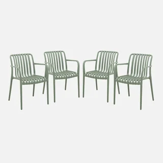 4 fauteuils jardin plastique verts design empilables sans montage