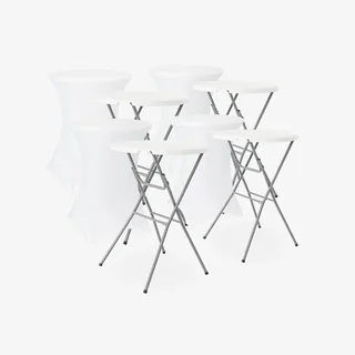 Lot 4 tables hautes pliantes acier avec housses protection réception