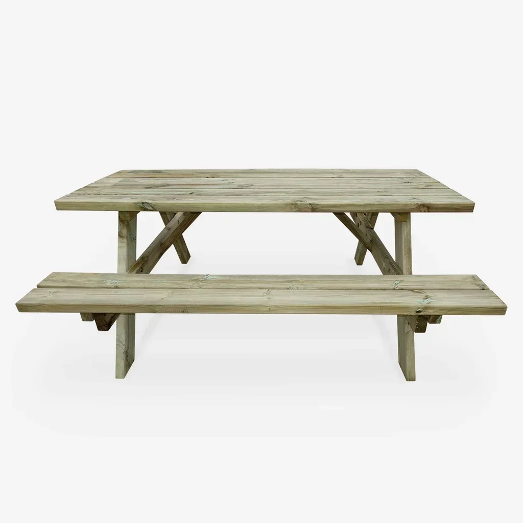 4er Set Kiefer Picknicktische mit klappbaren Bänken Garten Outdoor